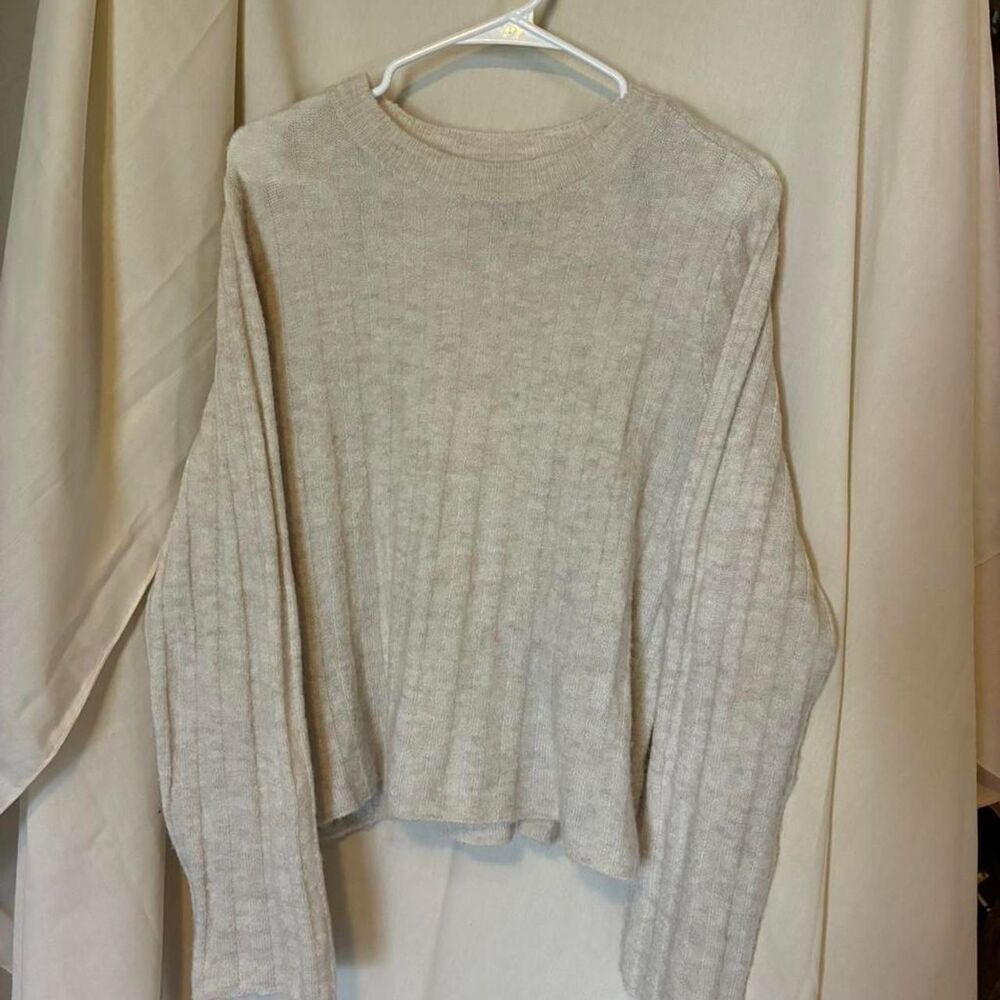 H-m Women's Cream and Grey Jumper